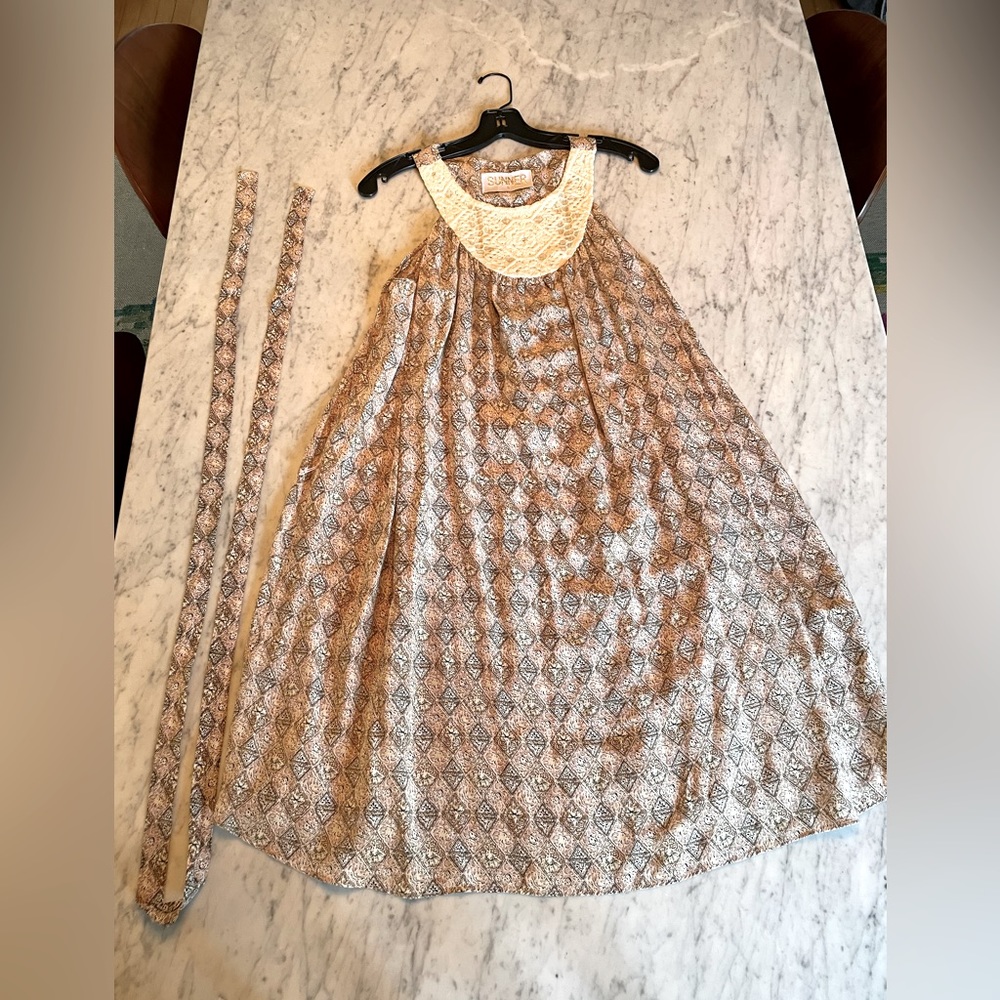 Embroidered collar swing dress